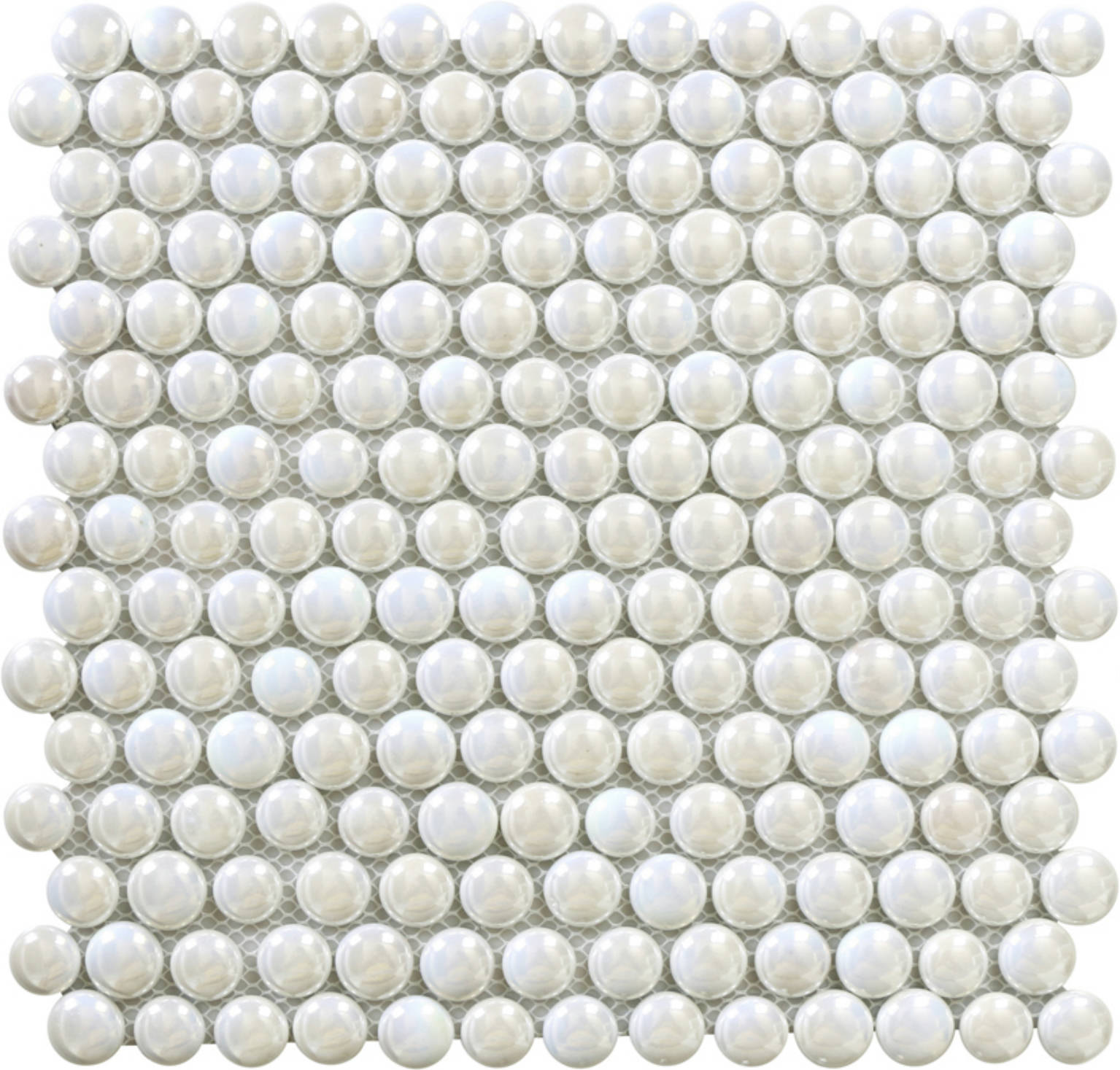 White Penny Round Pebbles Glass Mosaic | Aromaz Home