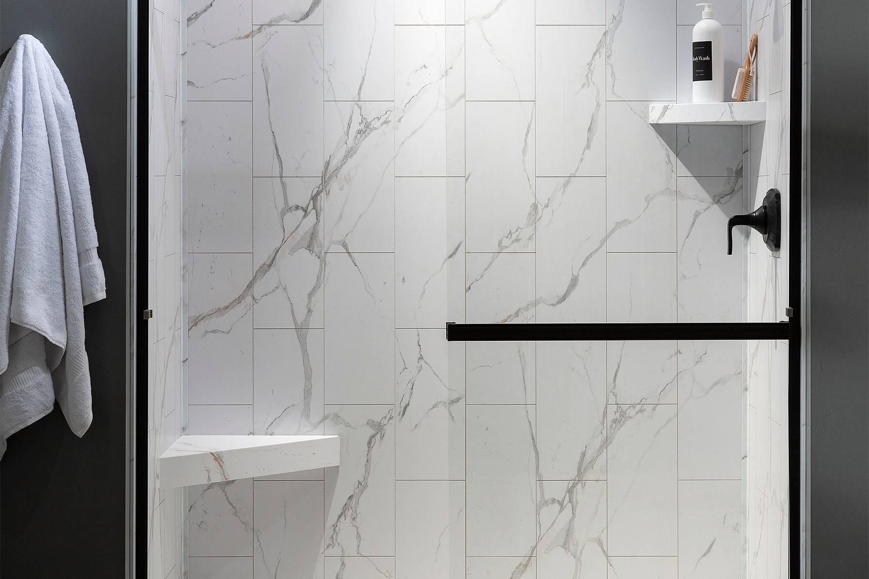 Carrara Marble Shower Wall Kit 36x60x78 | Aromaz Home