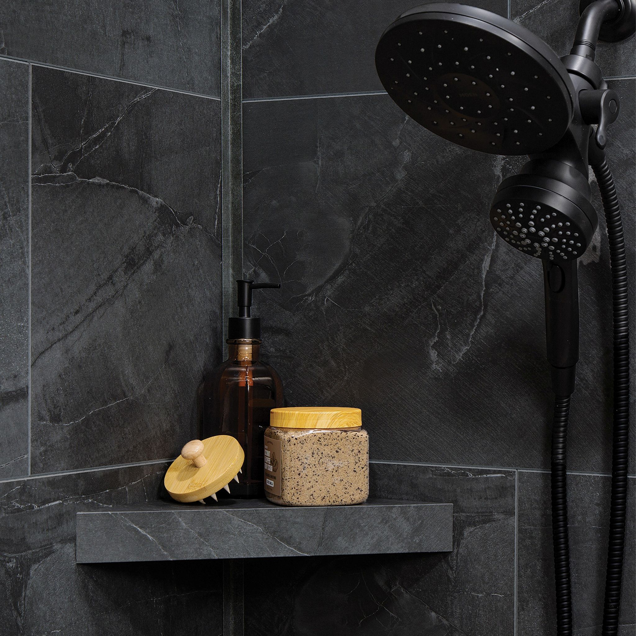 Cracked Slate Shower Shelf 14.56x7.12x2 | Aromaz Home