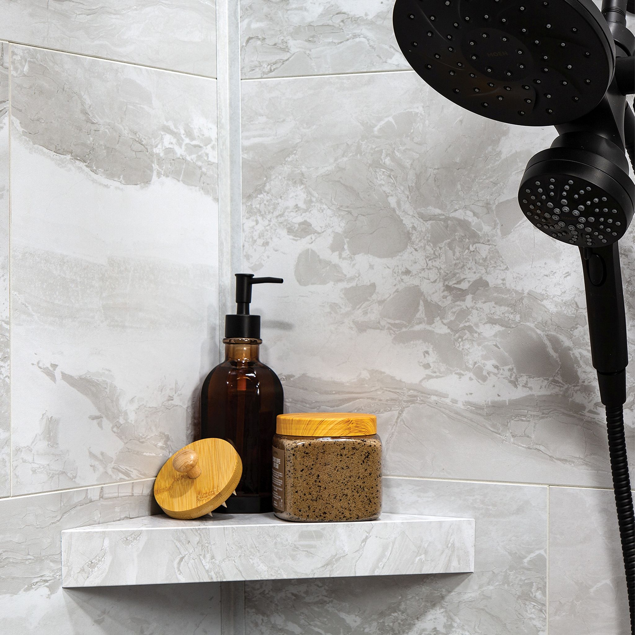 Iced Pewter Shower Shelf 14.56x7.12x2 | Aromaz Home