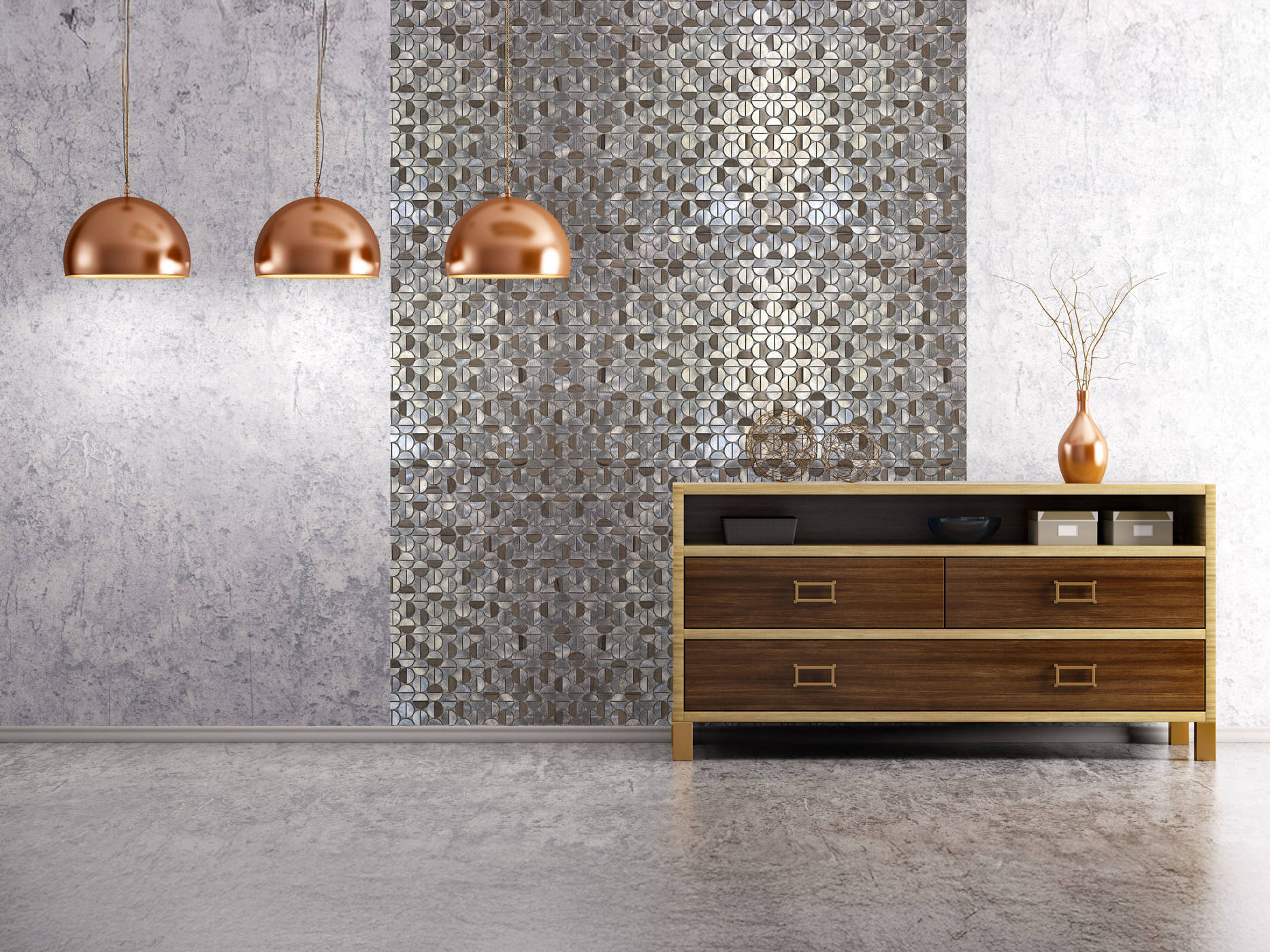 Aluminum & Marble Semi Circle Silver Brown 2 | Aromaz Home