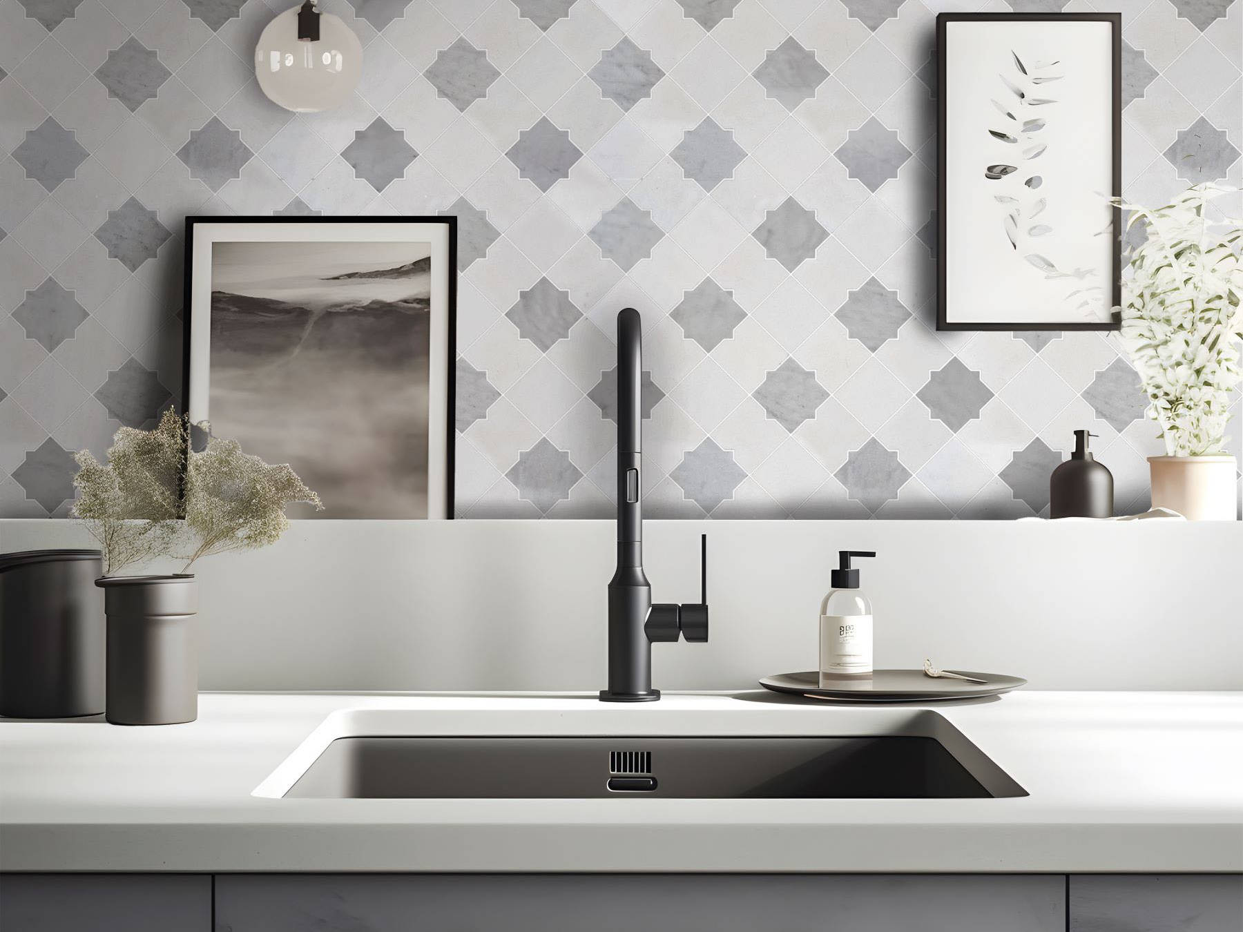 Star & Square White & Grey Mix Marble | Aromaz Home