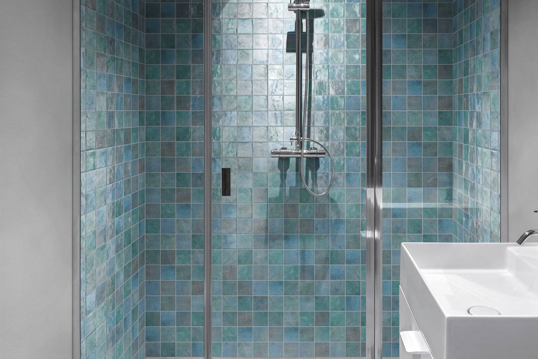 Zellige Glazed Ceramic Soft Blue Mix 3 | Aromaz Home